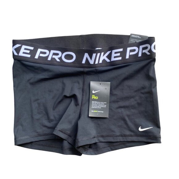 NWT Nike Pro Tight Fit Training Shorts Large Black Inseam 3" Stretch Support - Picture 3 of 7